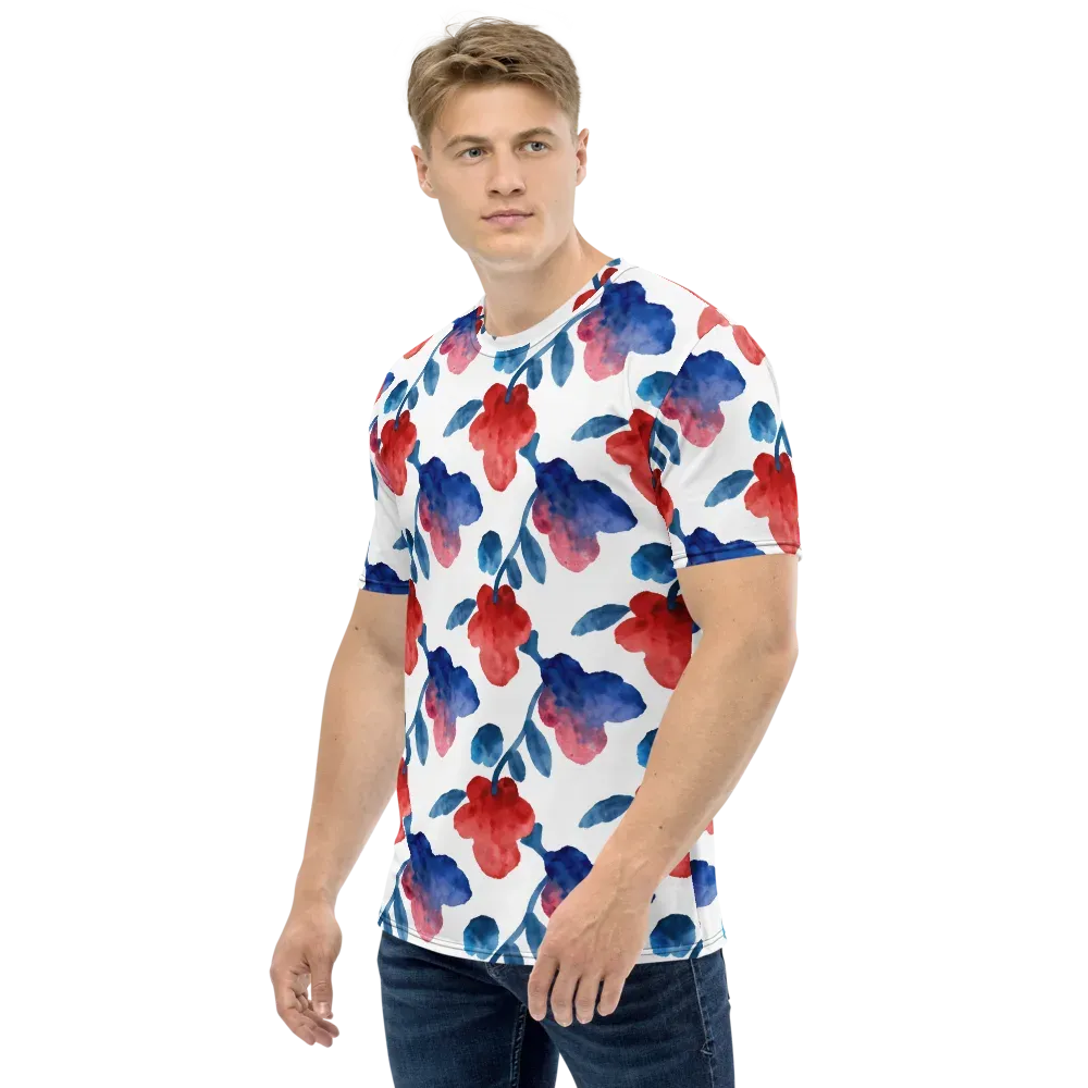 Blue Bloom Reverie on Men's Crew Neck T-Shirt — Left