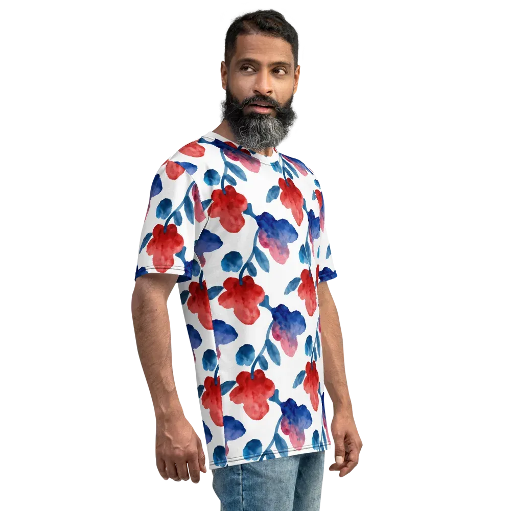 Blue Bloom Reverie on Men's Crew Neck T-Shirt — Right