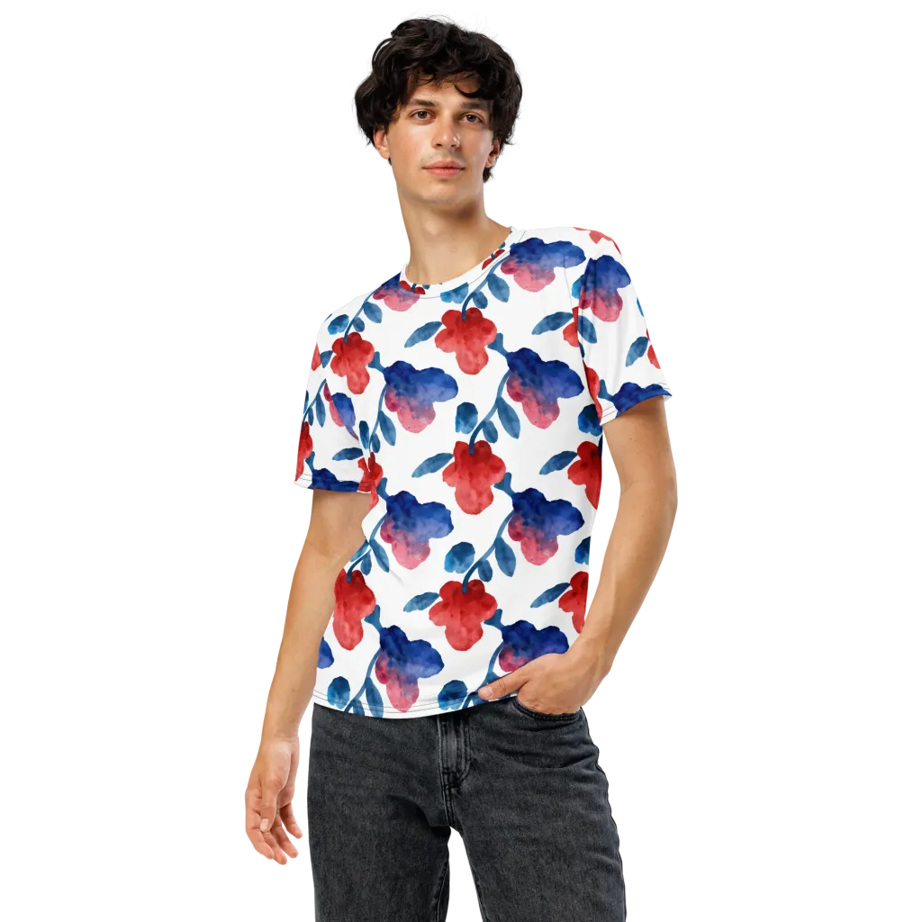 Blue Bloom Reverie on Men's Crew Neck T-Shirt — Front