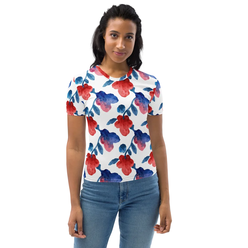 Blue Bloom Reverie on Women's Crew Neck T-Shirt — Front