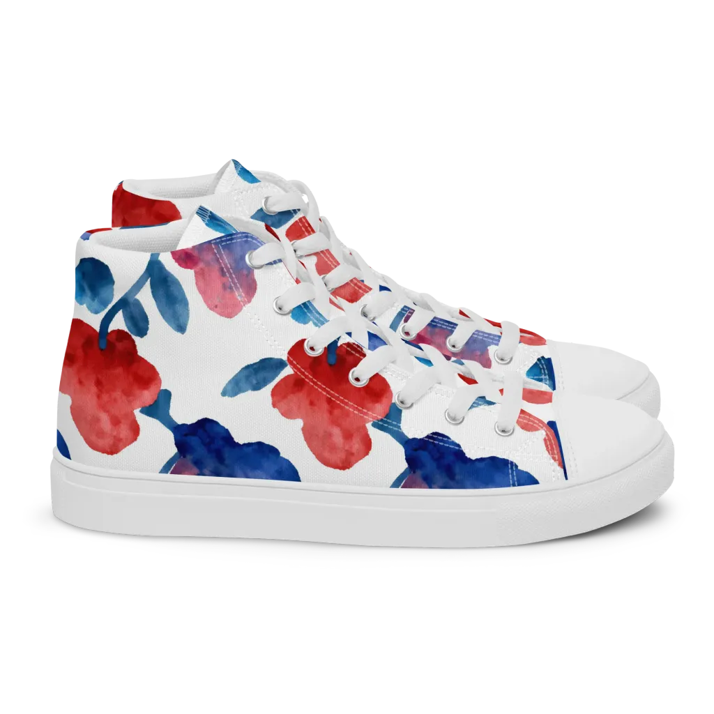 Blue Bloom Reverie on Women's High Top Canvas Shoes — Right