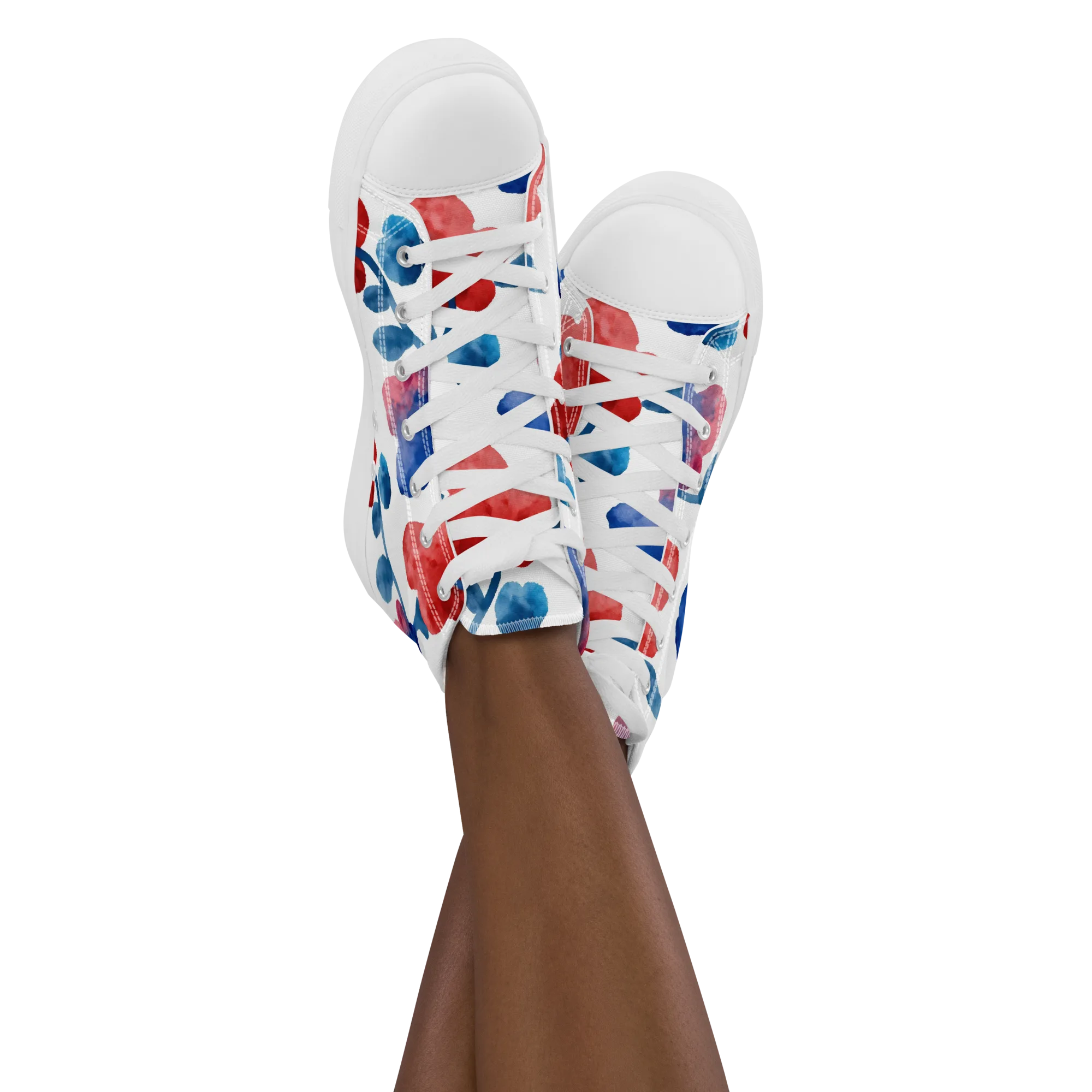 Blue Bloom Reverie on Women's High Top Canvas Shoes — Front