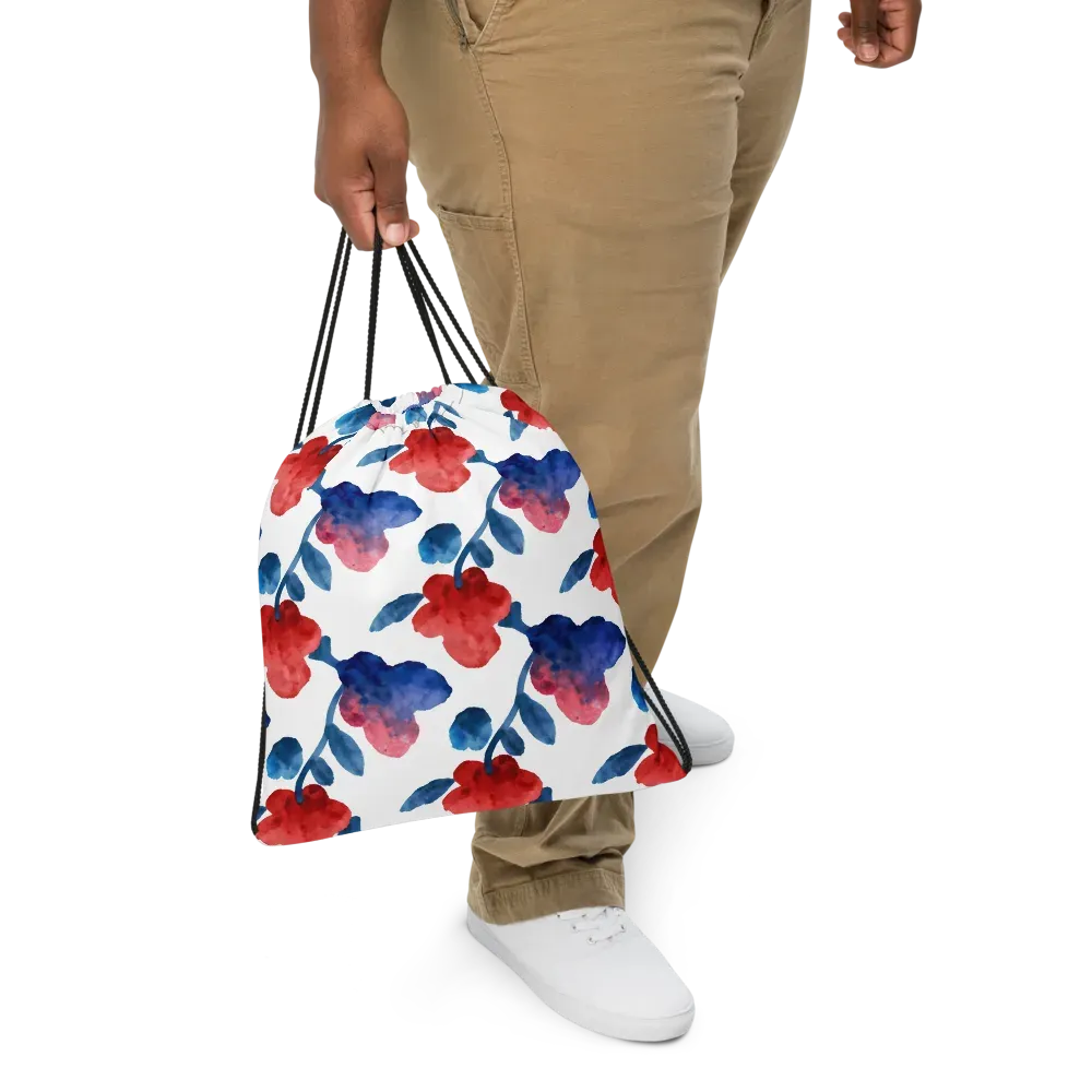 Blue Bloom Reverie on Drawstring Bag — Front
