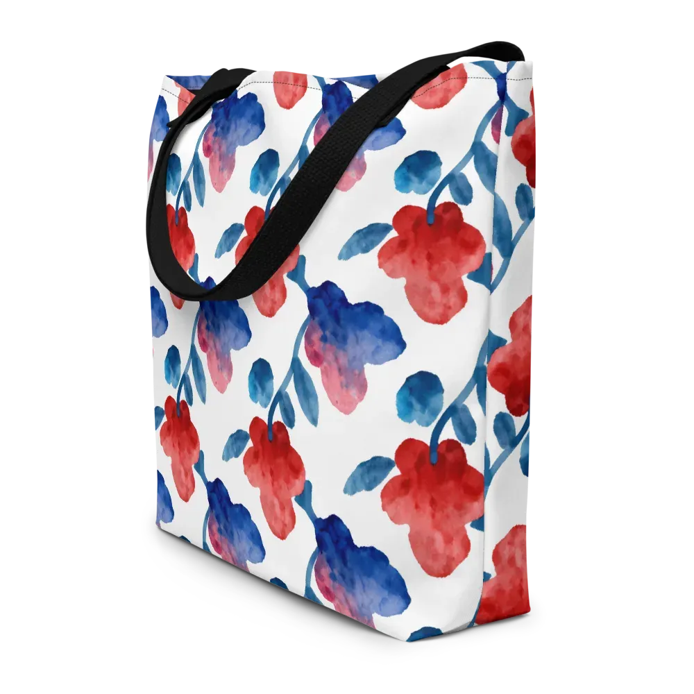 Blue Bloom Reverie on Large Tote Bag W/ Pocket — Front