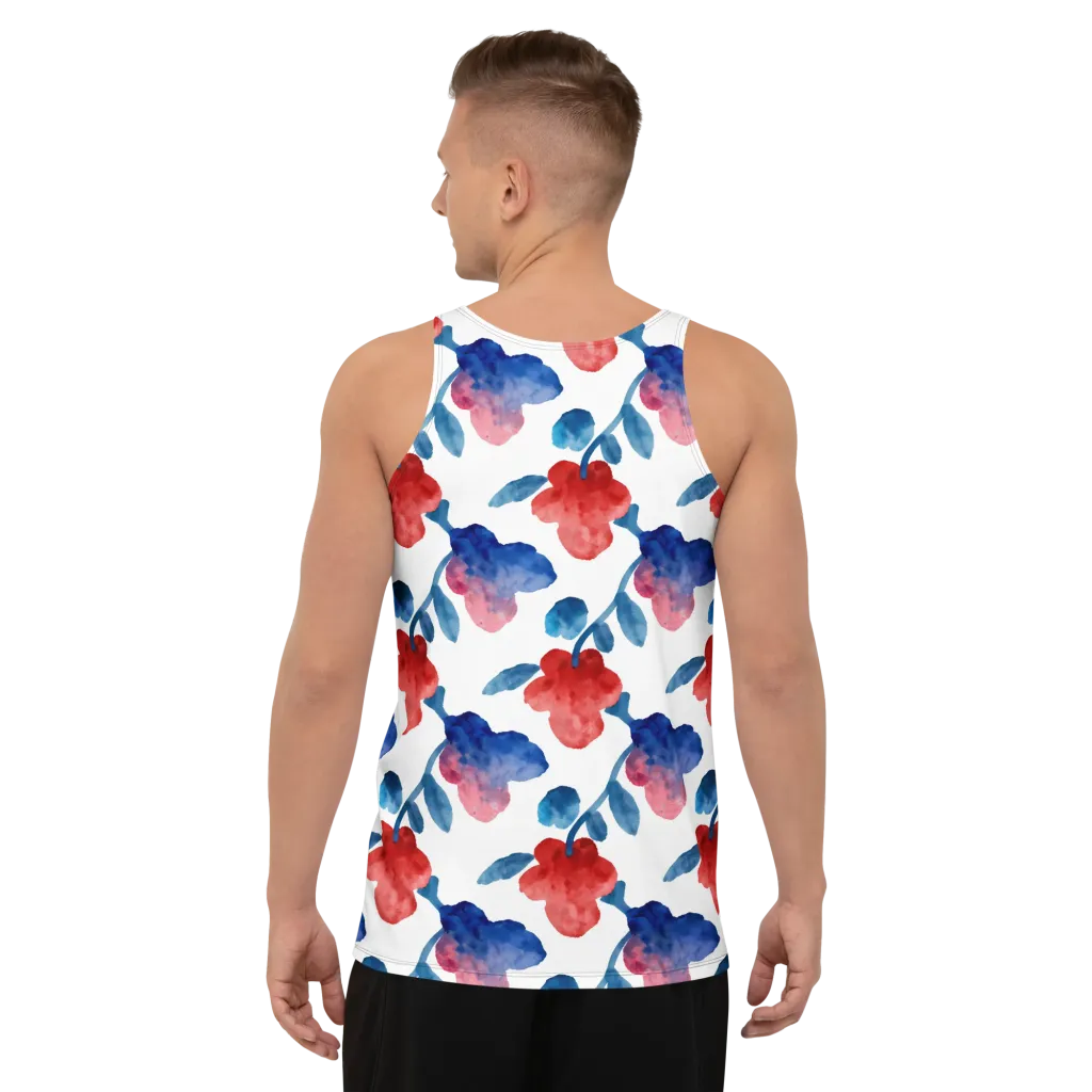 Blue Bloom Reverie on Men's Tank Top — Back