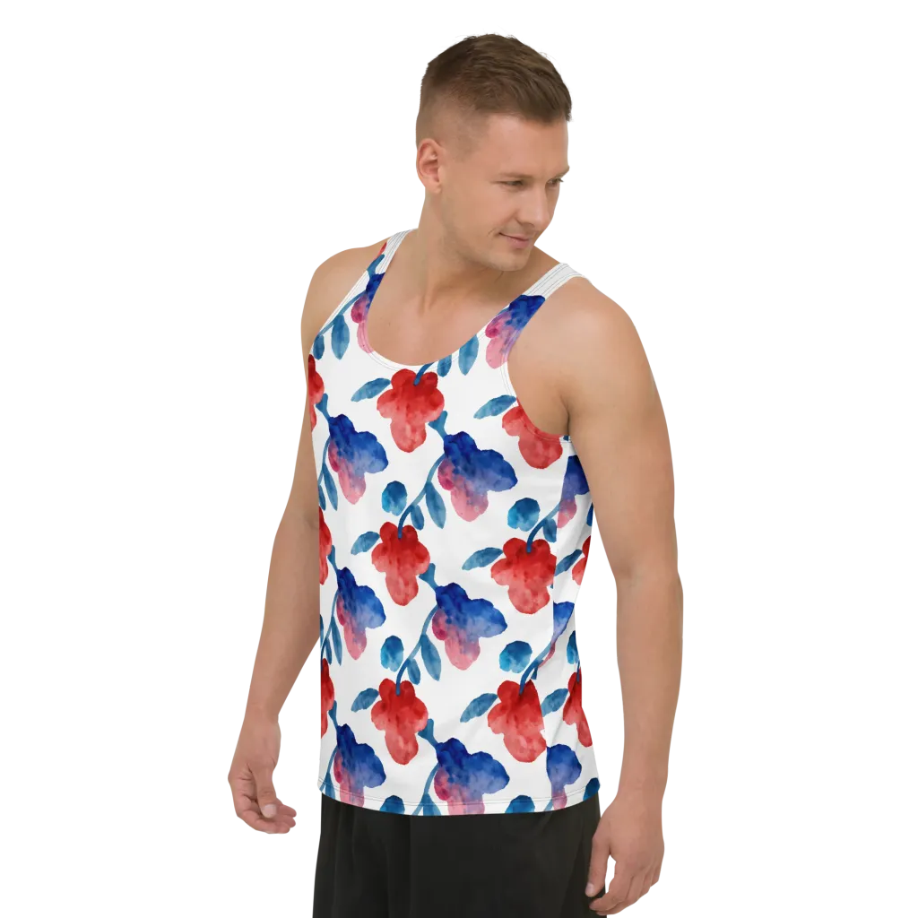 Blue Bloom Reverie on Men's Tank Top — Left Front