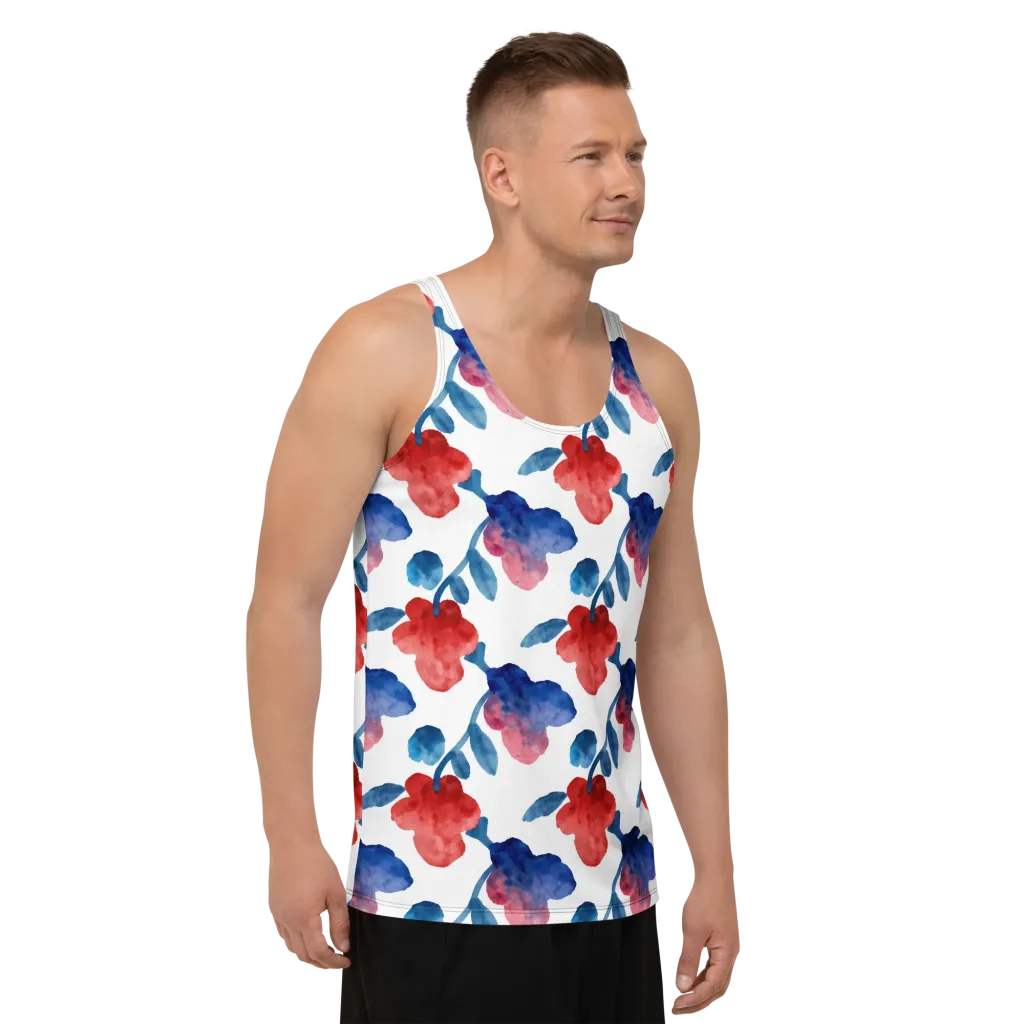 Blue Bloom Reverie on Men's Tank Top — Right Front