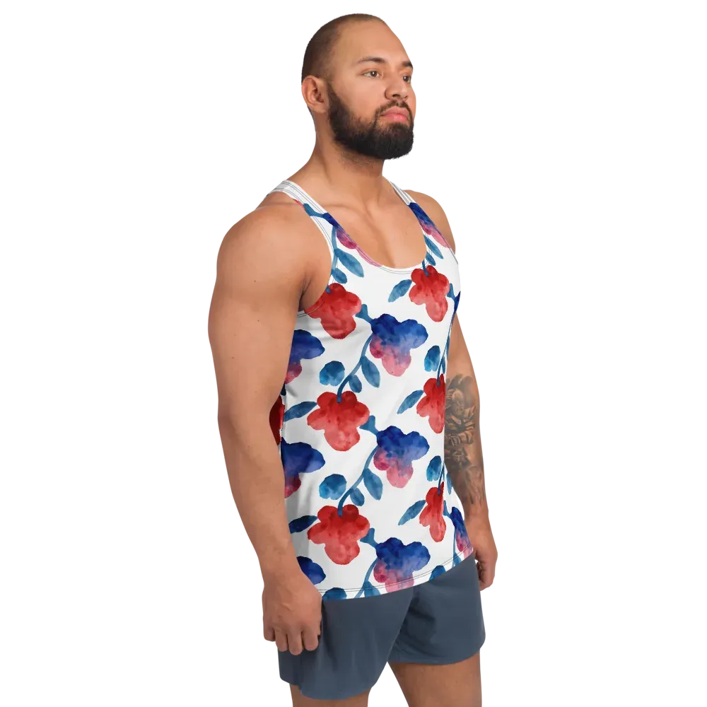 Blue Bloom Reverie on Men's Tank Top — Right Front