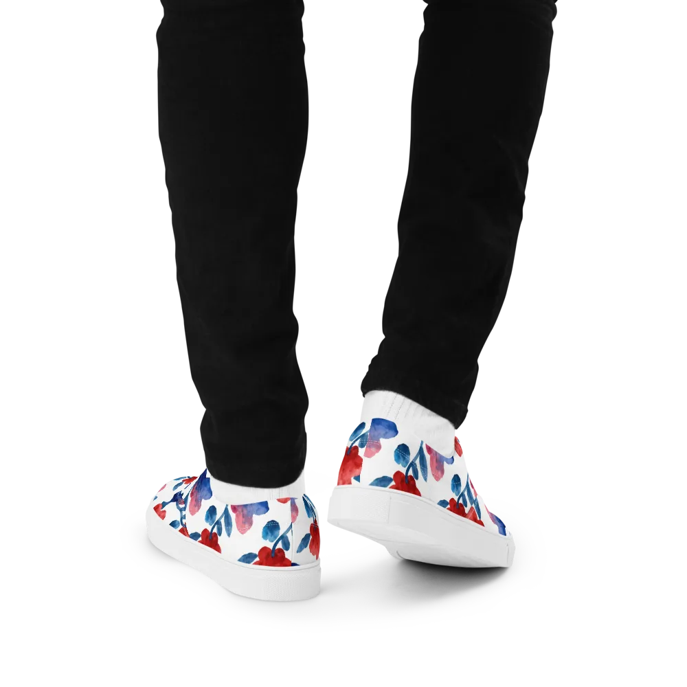 Blue Bloom Reverie on Men's Lace-Up Canvas Shoes — Back