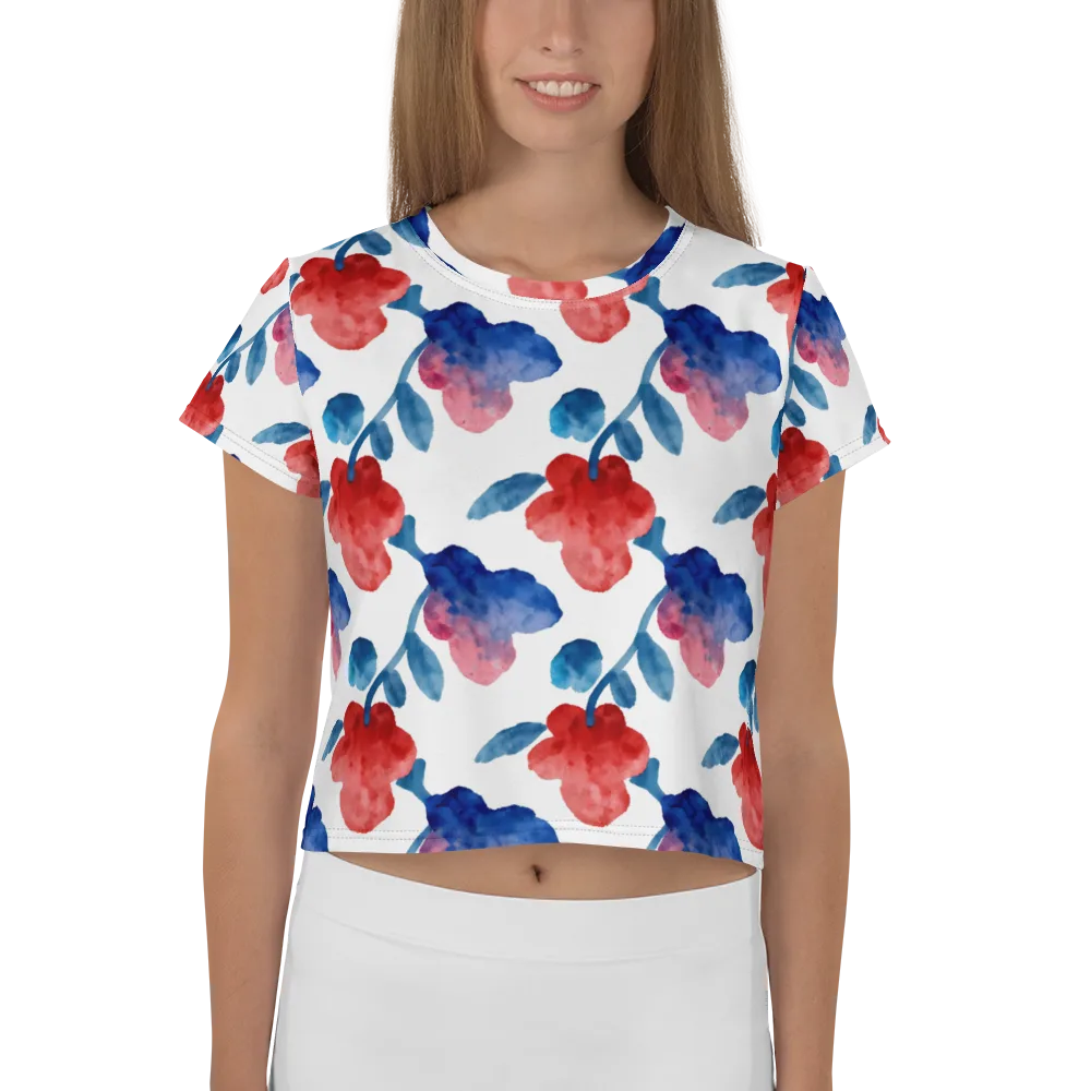 Blue Bloom Reverie on Crop Tee — Front