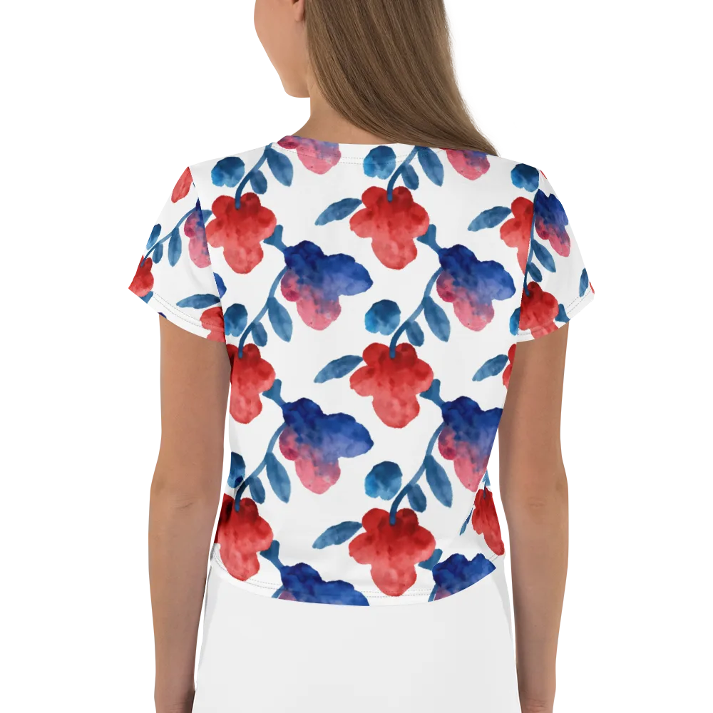 Blue Bloom Reverie on Crop Tee — Back