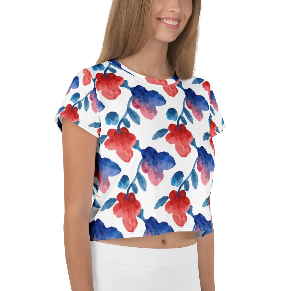 Blue Bloom Reverie on Crop Tee — Right