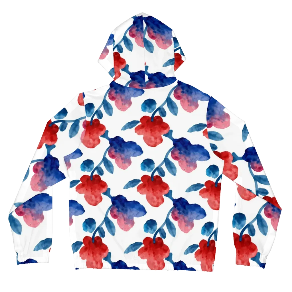 Blue Bloom Reverie on Women's Full-Zip Hoodie — Back