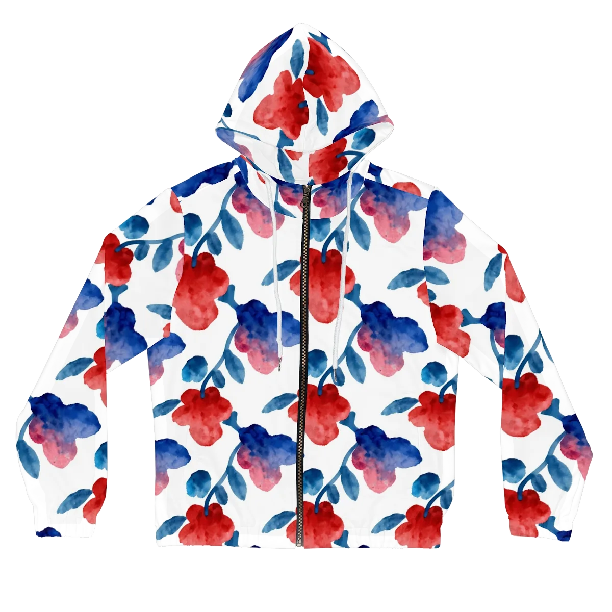 Blue Bloom Reverie on Women's Full-Zip Hoodie — Front