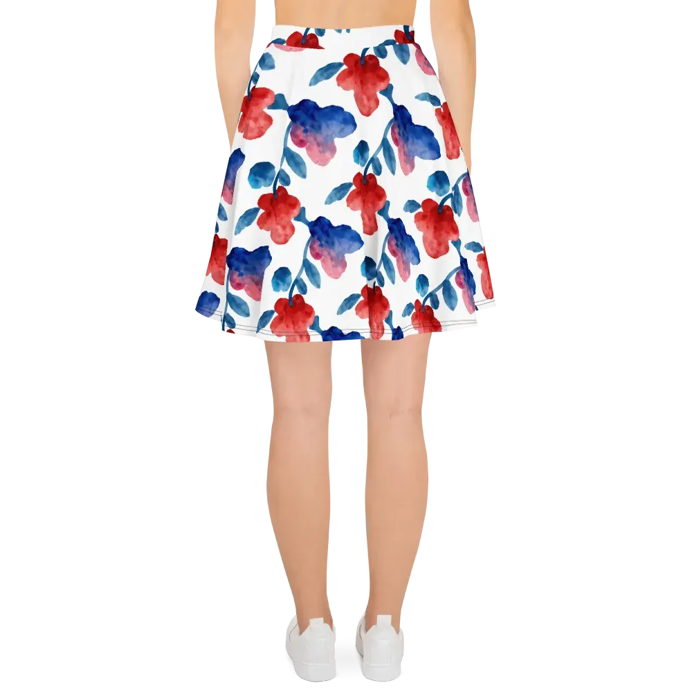 Blue Bloom Reverie on Skater Skirt — Back