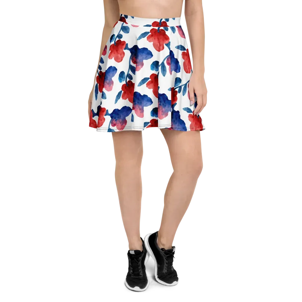 Blue Bloom Reverie on Skater Skirt — Front
