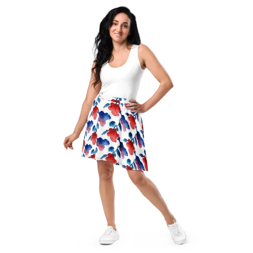 Blue Bloom Reverie on a Skater Skirt