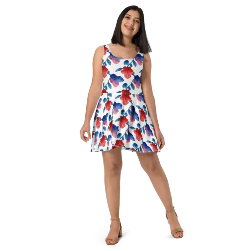 Blue Bloom Reverie on a Skater Dress