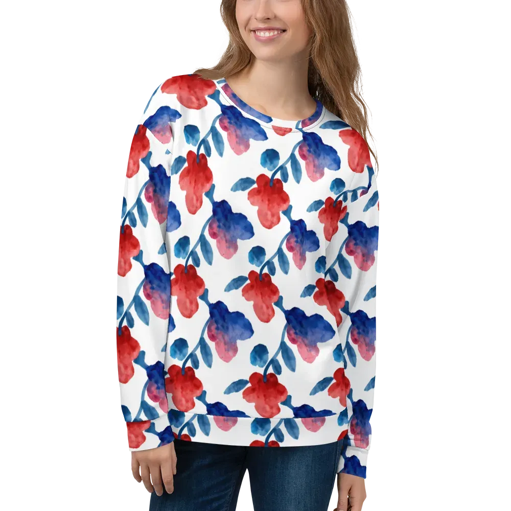 Blue Bloom Reverie on Sweatshirt — Front