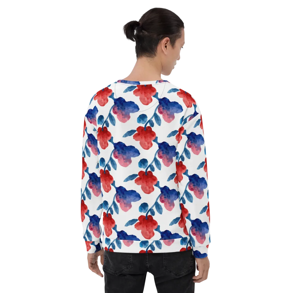 Blue Bloom Reverie on Sweatshirt — Back