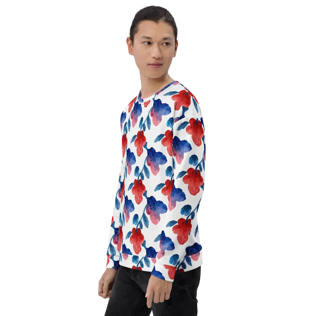 Blue Bloom Reverie on Sweatshirt — Left Front