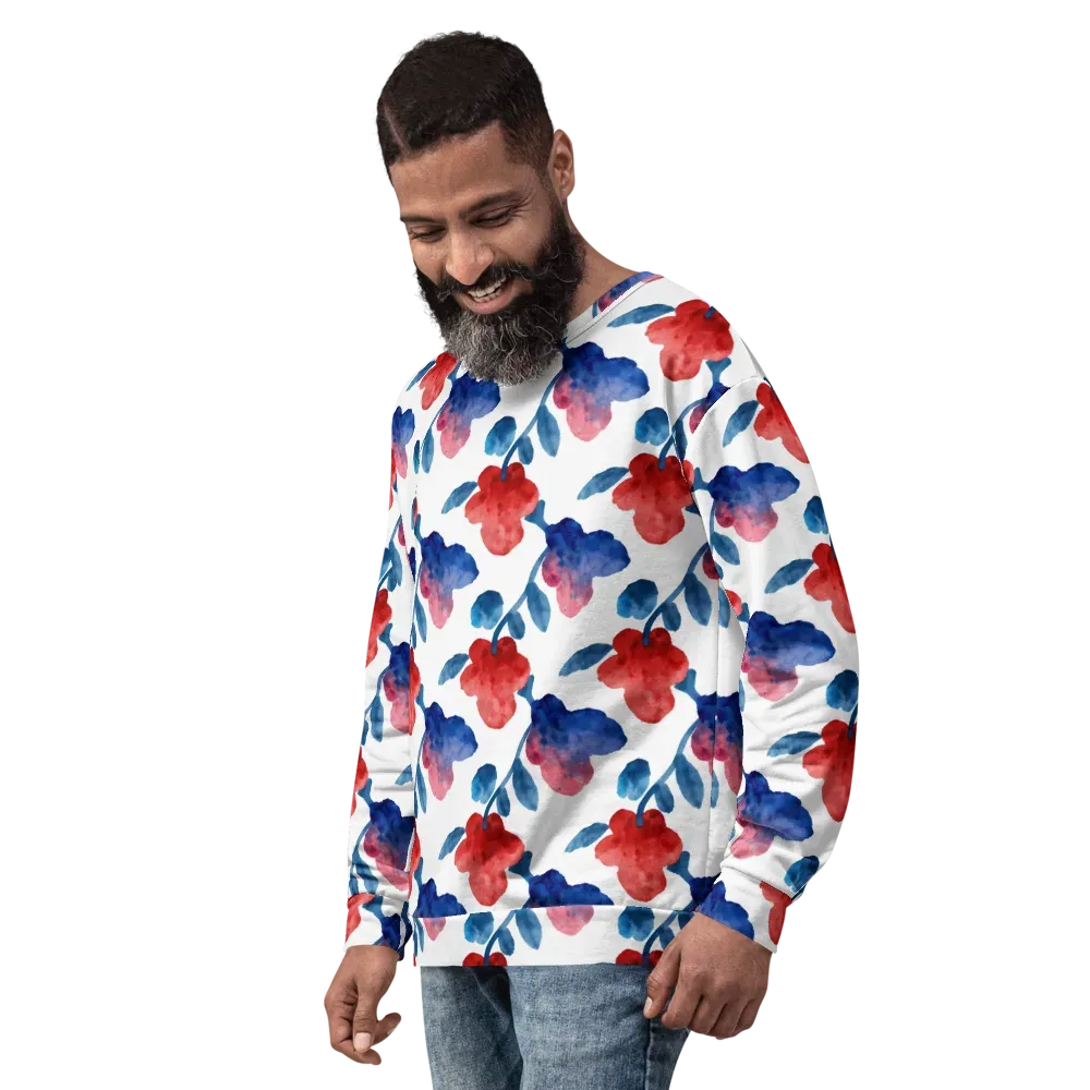 Blue Bloom Reverie on Sweatshirt — Left Front