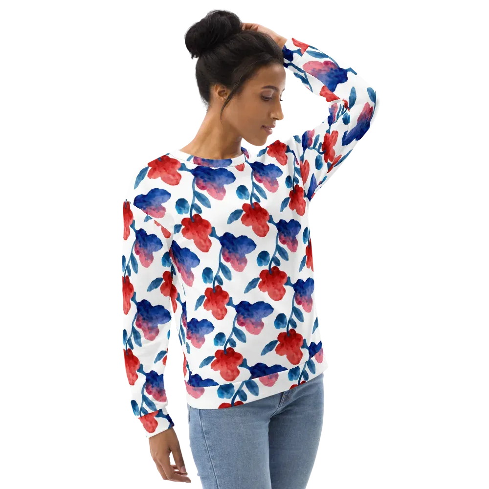 Blue Bloom Reverie on Sweatshirt — Right Front