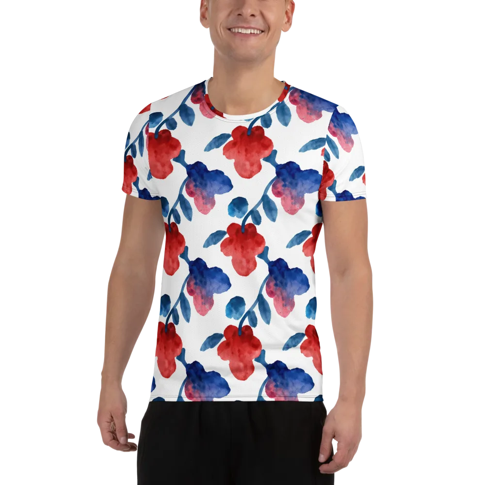 Blue Bloom Reverie on Men's Athletic T-Shirt — Front