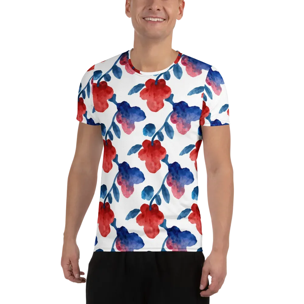 Blue Bloom Reverie on Men's Athletic T-Shirt — Front