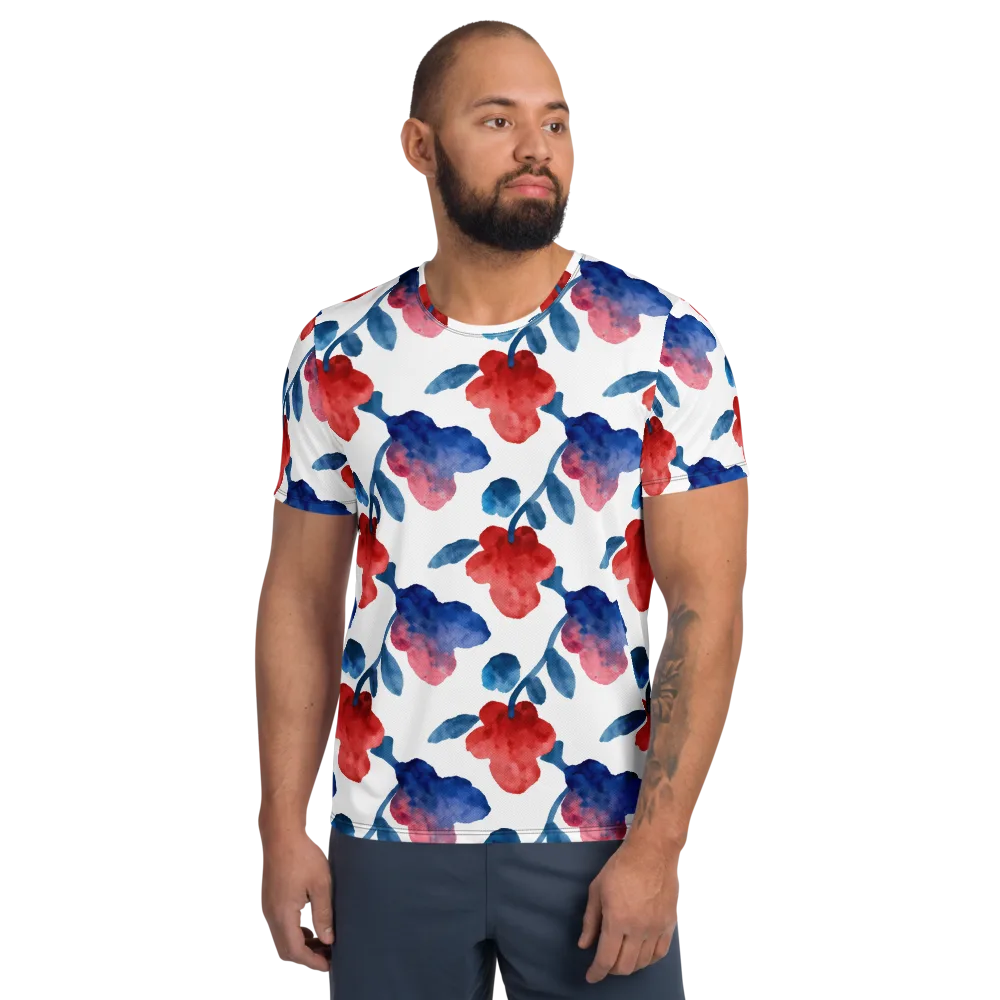 Blue Bloom Reverie on Men's Athletic T-Shirt — Front