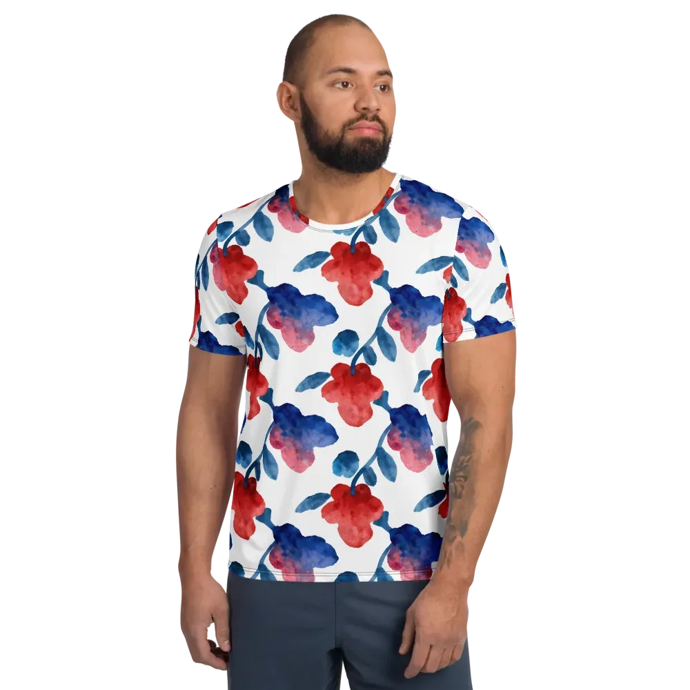 Blue Bloom Reverie on Men's Athletic T-Shirt — Front