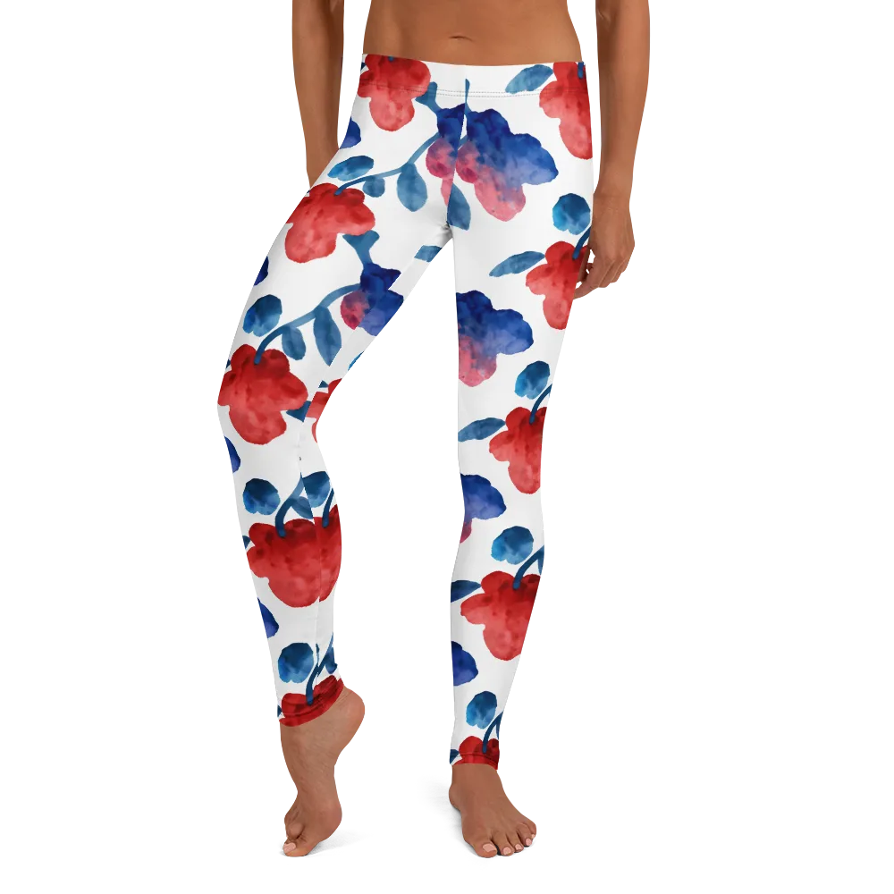 Blue Bloom Reverie on Leggings — Front