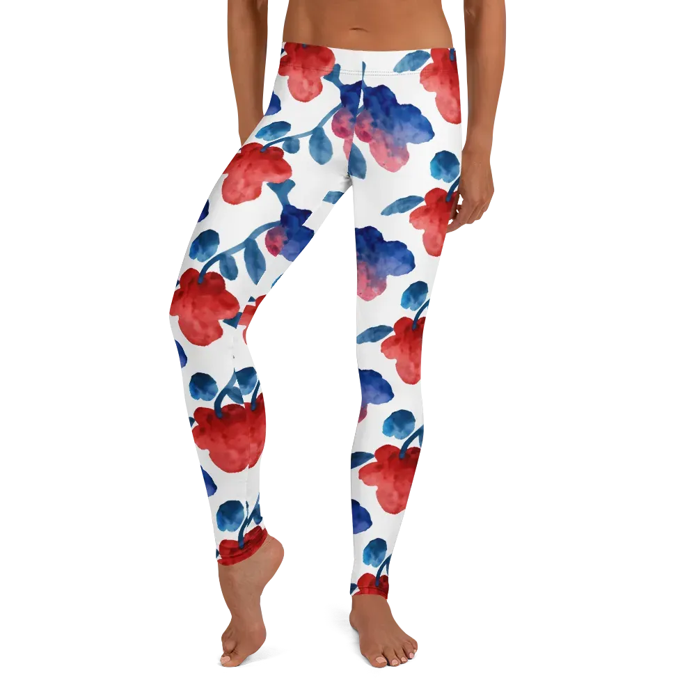 Blue Bloom Reverie on Leggings — Front