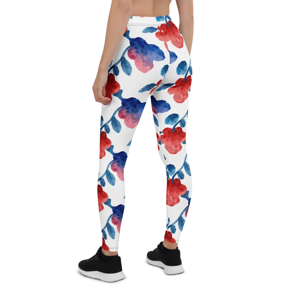 Blue Bloom Reverie on Leggings — Back