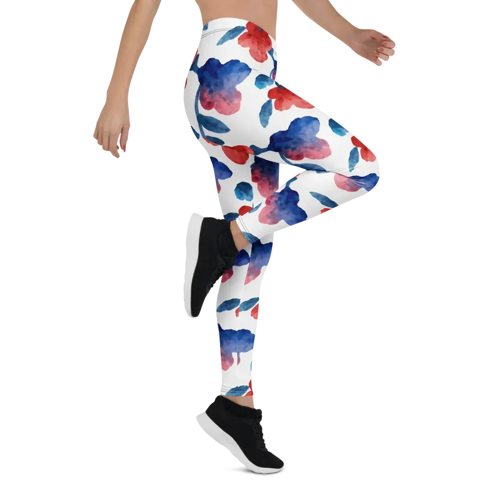 Blue Bloom Reverie on Leggings — Right