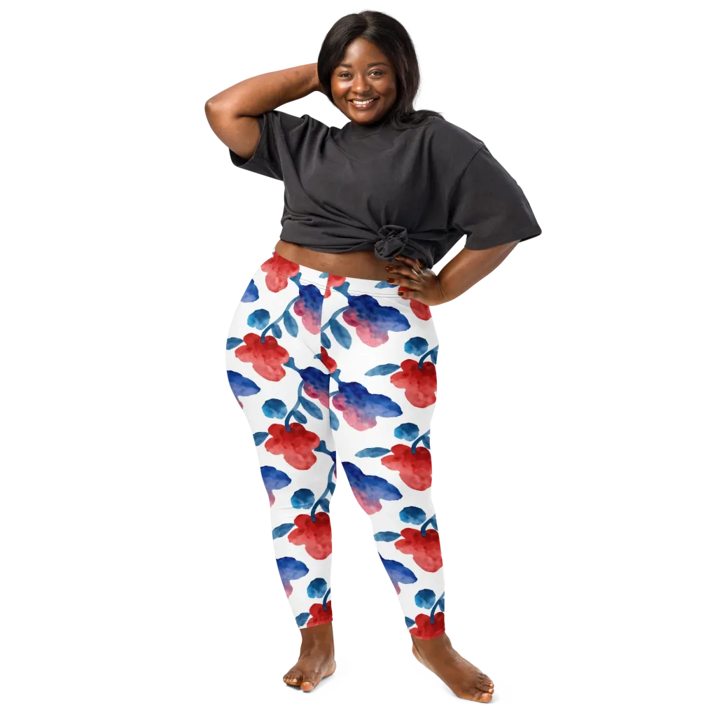 Blue Bloom Reverie on Leggings — Front