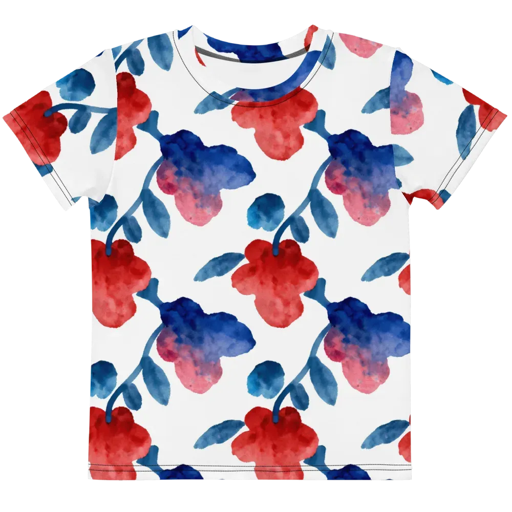 Blue Bloom Reverie on Kids Crew Neck T-Shirt — Front