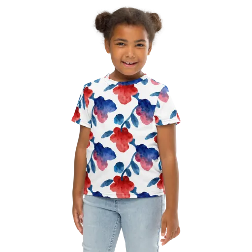 Blue Bloom Reverie on a Kids Crew Neck T-Shirt