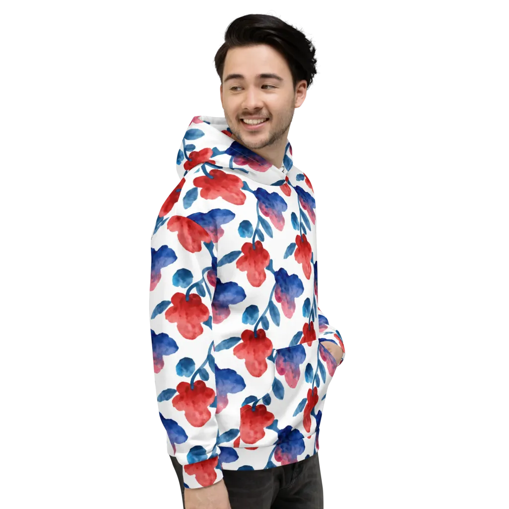 Blue Bloom Reverie on Hoodie — Right