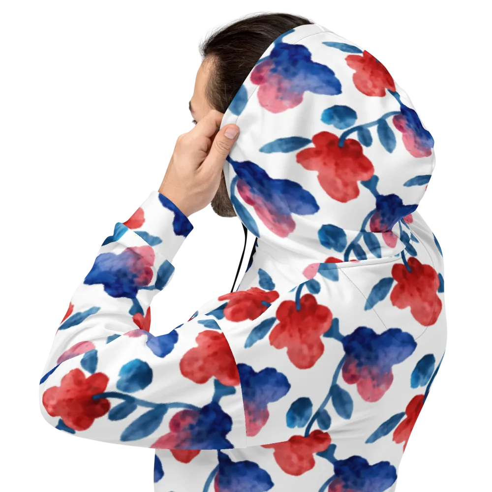 Blue Bloom Reverie on Hoodie — Back