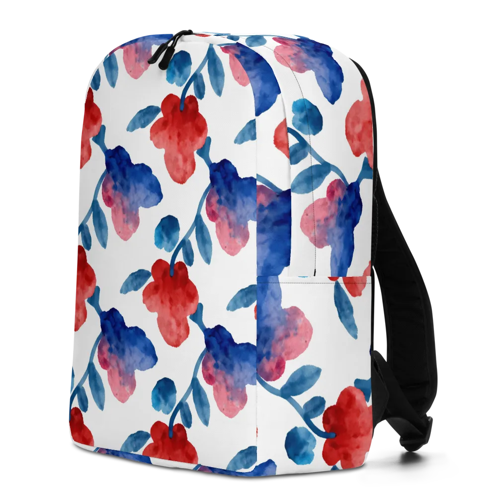 Blue Bloom Reverie on Minimalist Backpack — Left