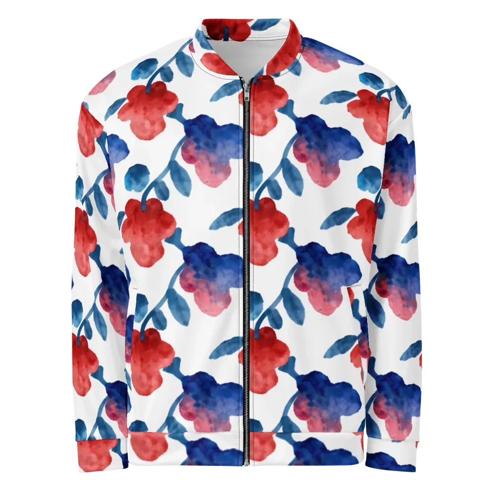 Blue Bloom Reverie on Bomber Jacket — Front