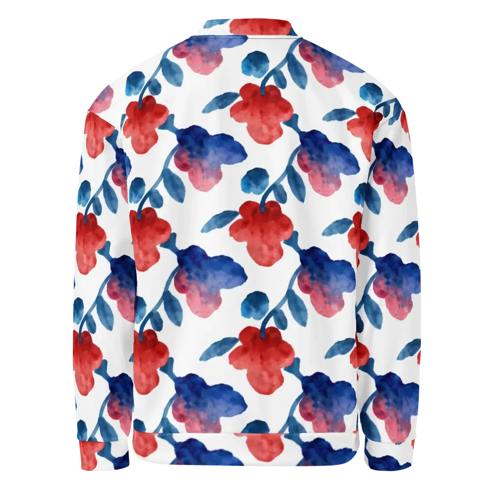 Blue Bloom Reverie on Bomber Jacket — Back