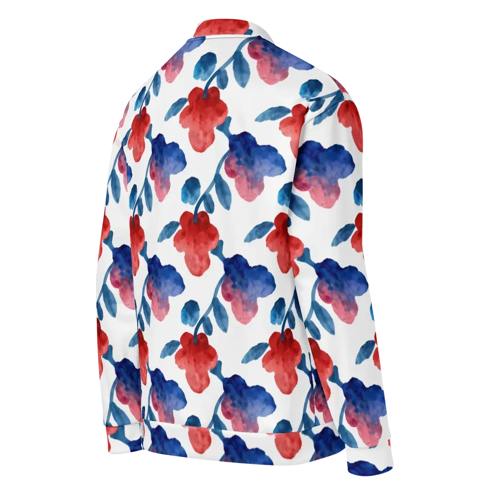 Blue Bloom Reverie on Bomber Jacket — Right Back