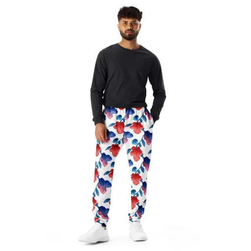 Blue Bloom Reverie on a Men's Joggers