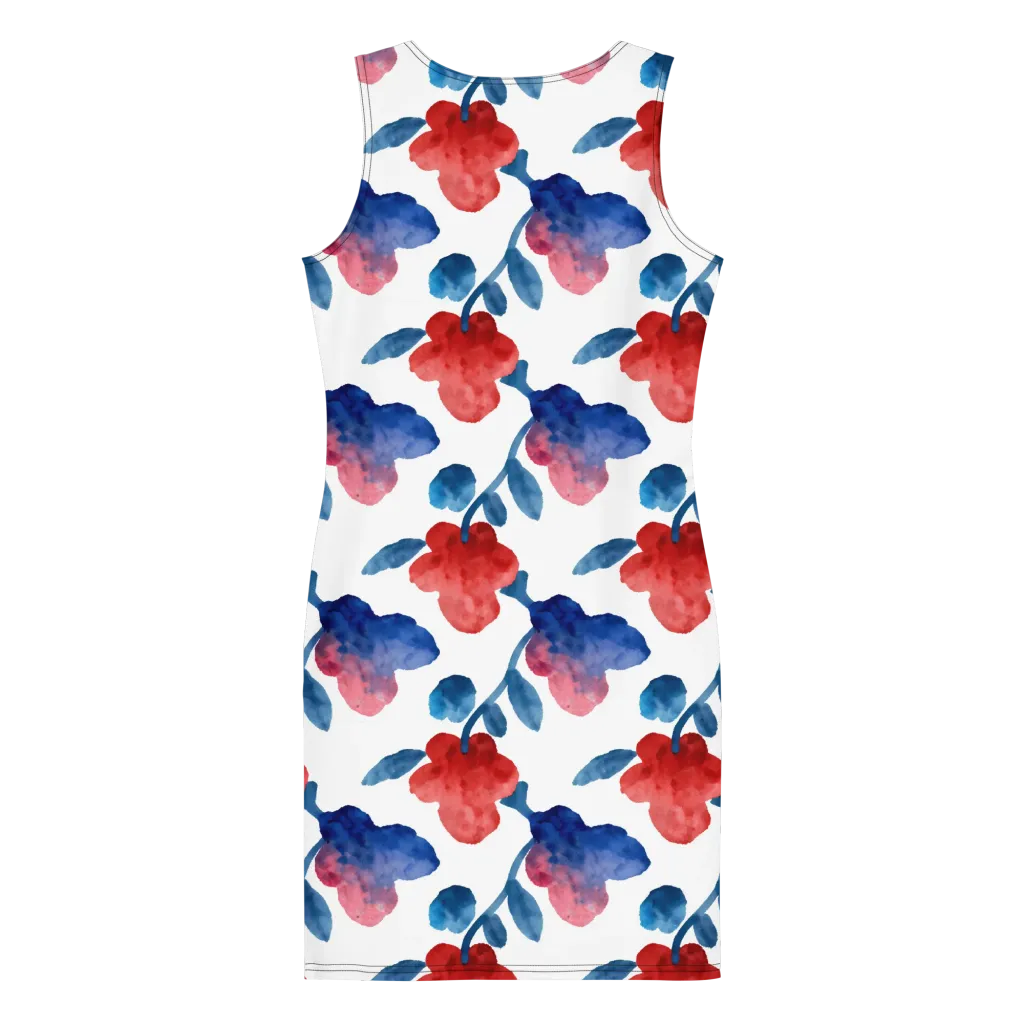 Blue Bloom Reverie on Bodycon Dress — Back