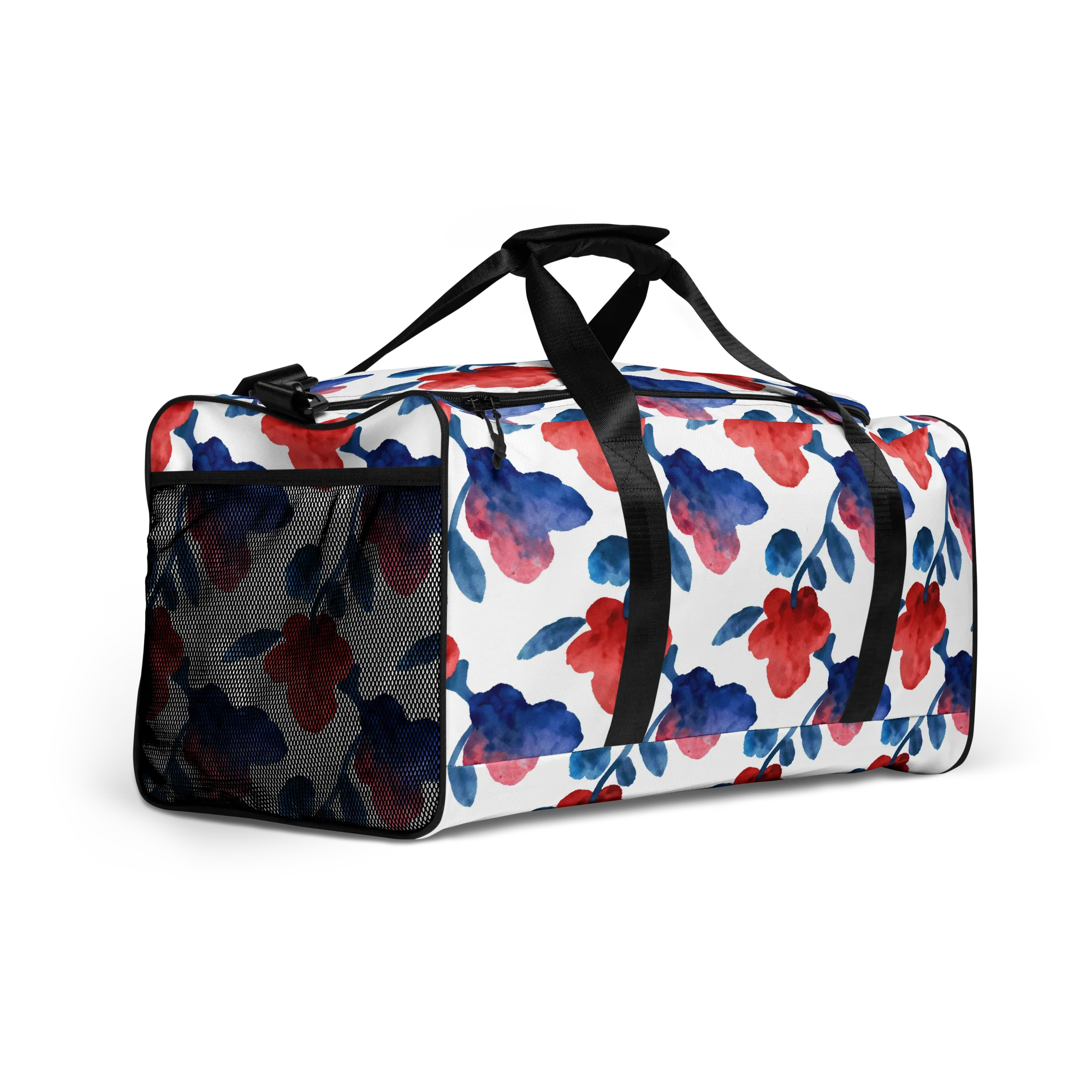 Blue Bloom Reverie on Duffle Bag — Right Front