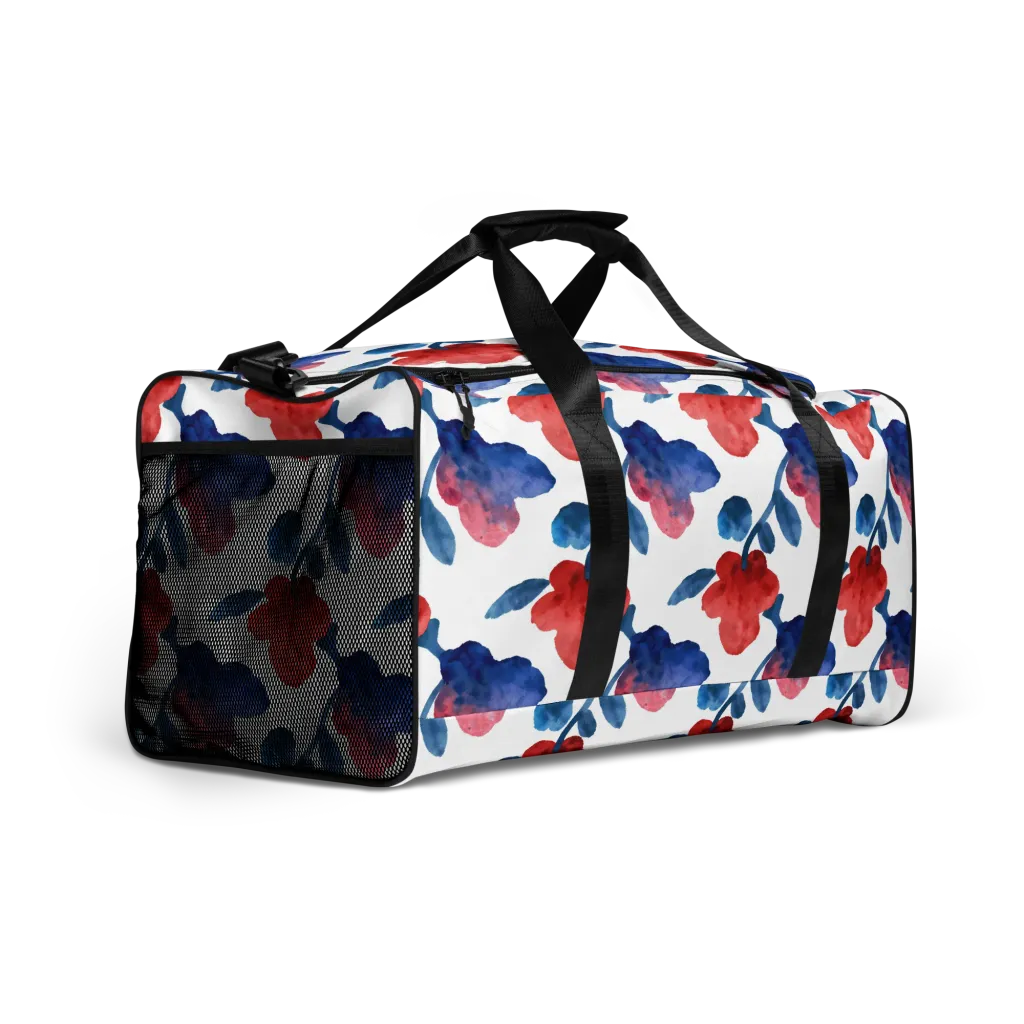 Blue Bloom Reverie on Duffle Bag — Right Front