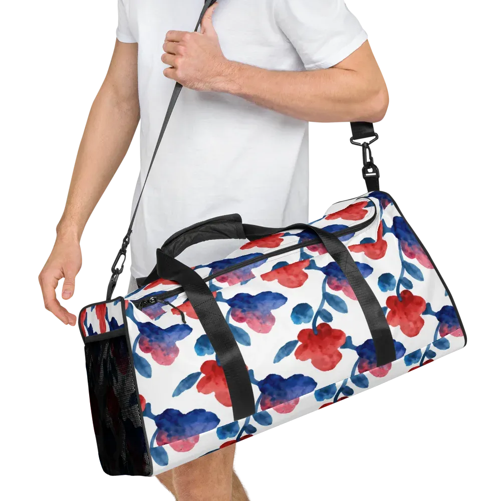 Blue Bloom Reverie on Duffle Bag — Right Front
