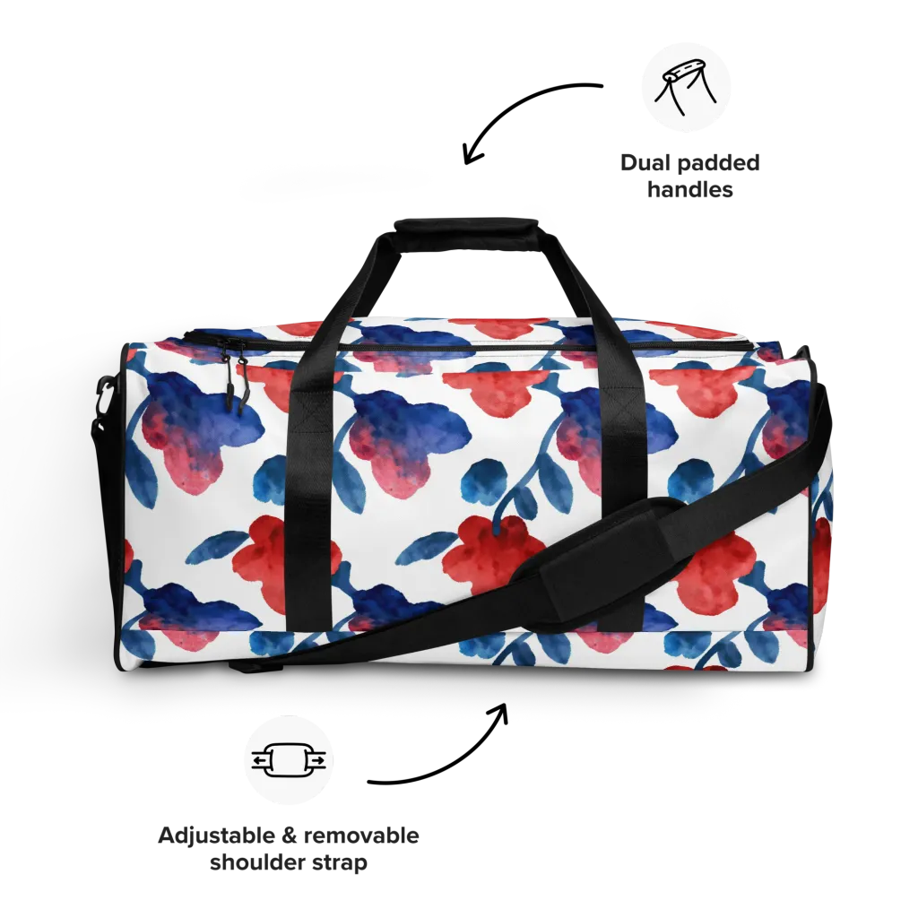 Blue Bloom Reverie on Duffle Bag — Front